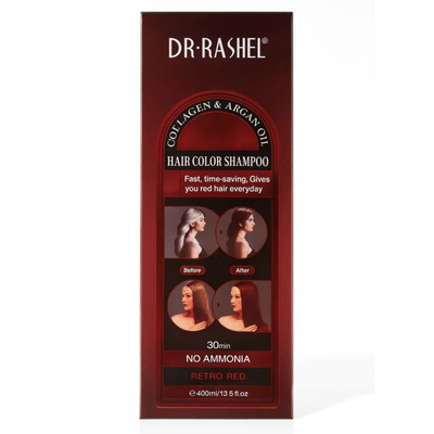 Șampon Colorant Dr. Rashel Retro Red – Colagen & Ulei de Argan, Fără Amoniac, 400ml - | VrajaDulce