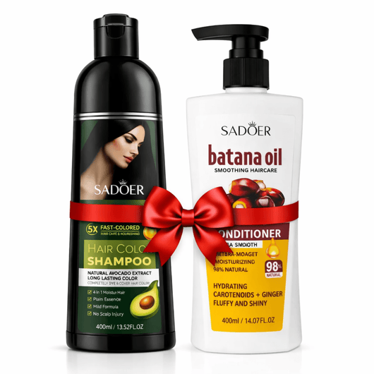 Șampon Nuanțator NEGRU 400 ml + Balsam Batana 400 ml - | VrajaDulce