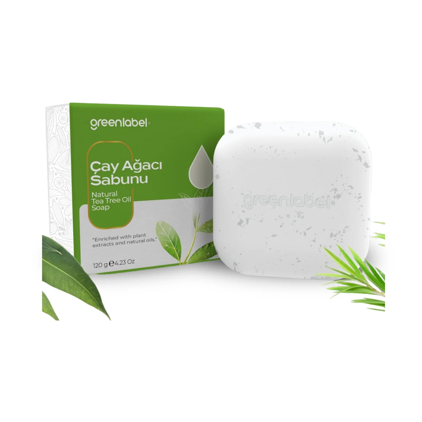Săpun Natural Greenlabel cu Extract de Arbore de Ceai | Curățare Antibacteriană | 120g - | VrajaDulce