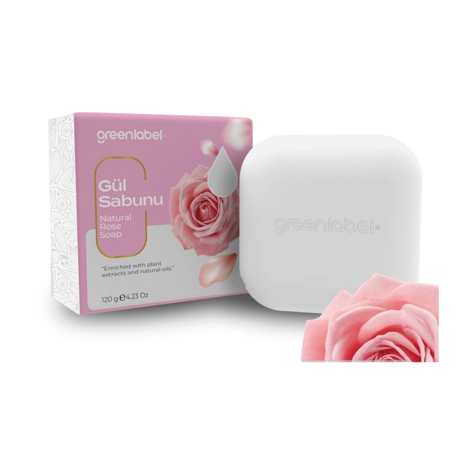 Săpun Natural Greenlabel cu Extract de Trandafiri | Piele Luminoasă și Catifelată | 120g - | VrajaDulce