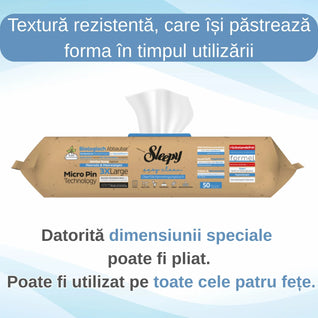 Lavete Umede Biodegradabile Sleepy Bio Easy Clean Sea Salt & Sea Weed 3XLarge, 50 buc