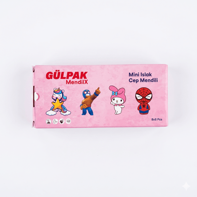 Șervețele Umede Copii Gülpak MendilX Mini – 64 Buc (8x8) | Delicate, pH Neutru, Pocket Size - | VrajaDulce