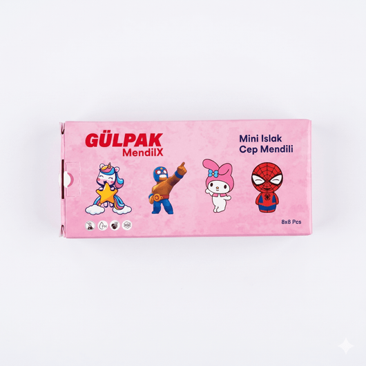 Șervețele Umede Copii Gülpak MendilX Mini – 64 Buc (8x8) | Delicate, pH Neutru, Pocket Size - | VrajaDulce