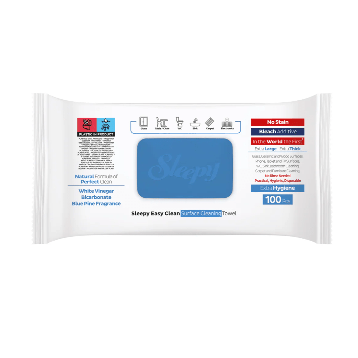 Șervețele Umede Multisuprafețe cu Oțet & Bicarbonat – Sleepy Easy Clean Bleach Additive, 100 buc - Servetele Umede | VrajaDulce