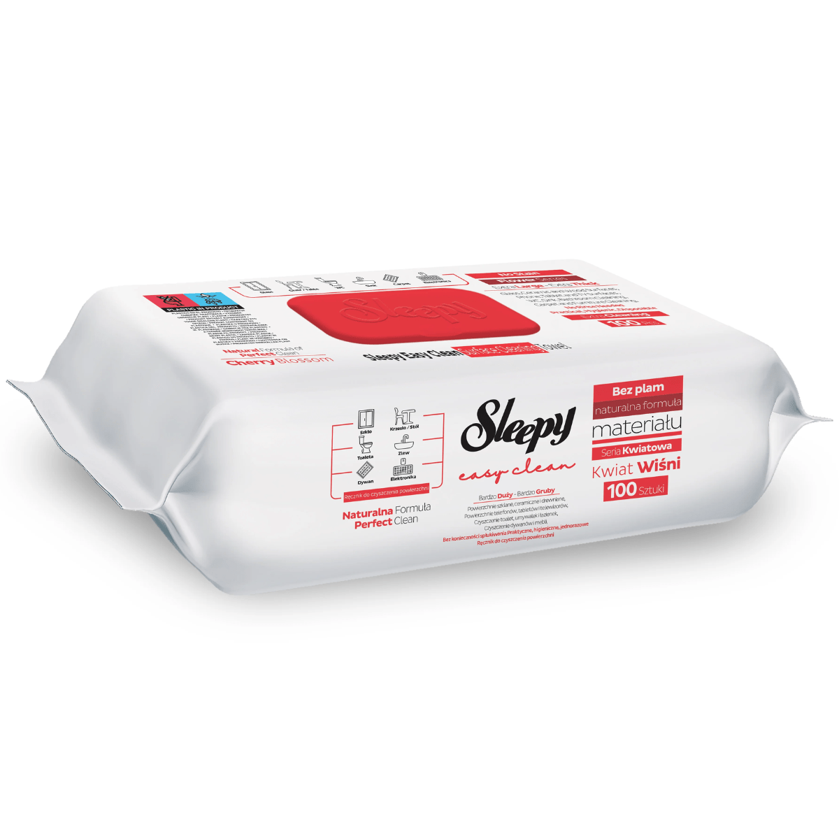 Șervețele Umede Multisuprafețe cu Oțet & Bicarbonat – Sleepy Easy Clean Cherry Blossom, 100 buc - Servetele Umede | VrajaDulce
