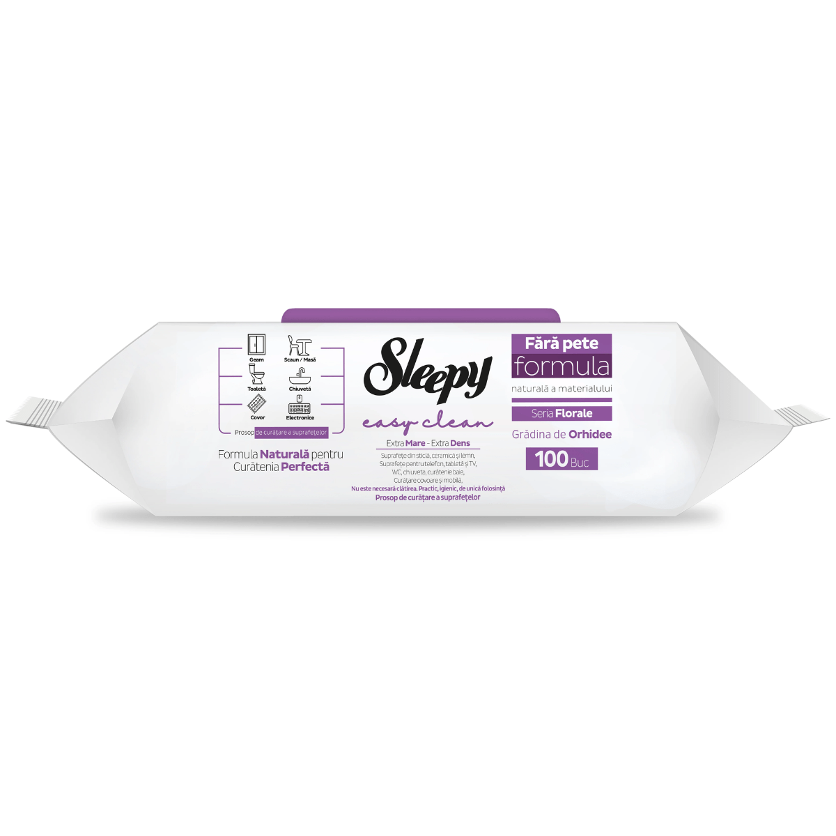 Șervețele Umede Multisuprafețe Easy Clean Orchid Garden – Sleepy, 100 buc - Servetele Umede | VrajaDulce