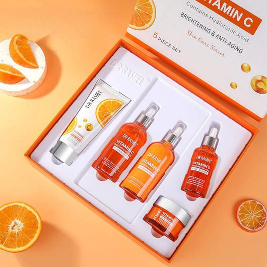 Set 5 Produse Anti - Aging cu Vitamina C – Dr. Rashel | Luminozitate & Fermitate Ten - Pachet promo îngrijire păr | VrajaDulce