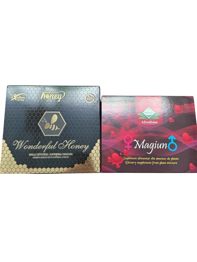 Set de Magiun si Miere Wonderful Honey pentru intarziere si potenta , 2x12 plic - Miere Naturală | VrajaDulce