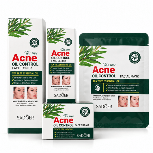 Set SADOER Tea Tree 4 Produse – Toner + Ser + Cremă + Mască - Set îngrijire facială | VrajaDulce